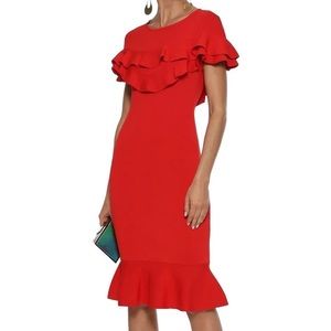 SACHIN & BABI Hot Red Knit Ruffle Fit Flar…